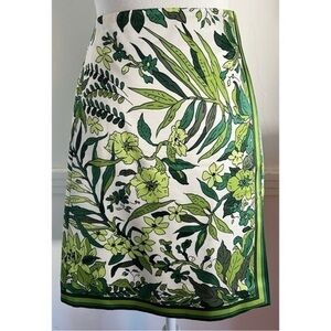 J. Crew • Green Floral Leafy Pencil Skirt
